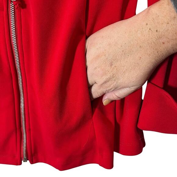 Graver Susan Graver Red Zip Up Blazer Jacket with Cuffed Sleeves Size XS - Picture 8 of 8